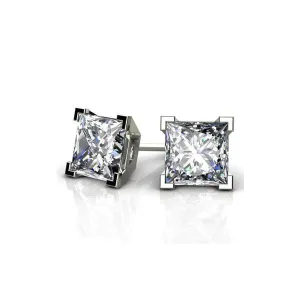 Madison IGI Cert Princess Cut Lab Grown Diamond Ear Studs E VS2 - Total 1.00 Carats