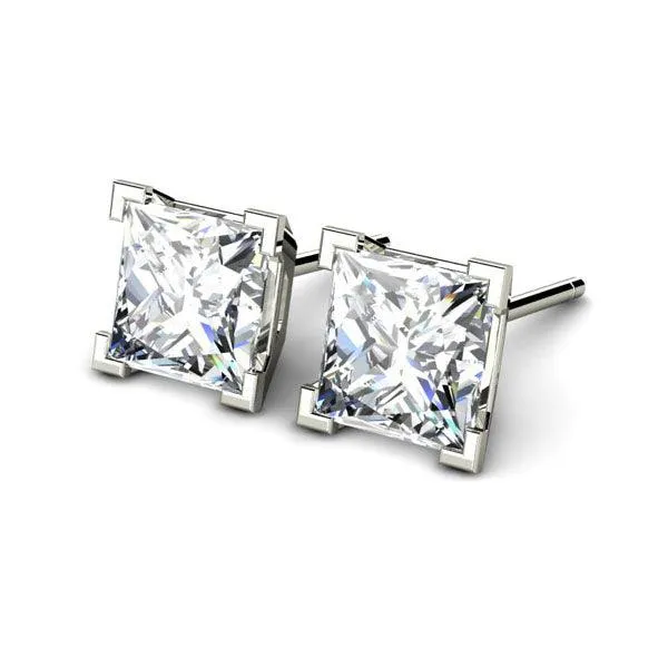 Madison IGI Cert Princess Cut Lab Grown Diamond Ear Studs E VS2 - Total 1.50 Carats
