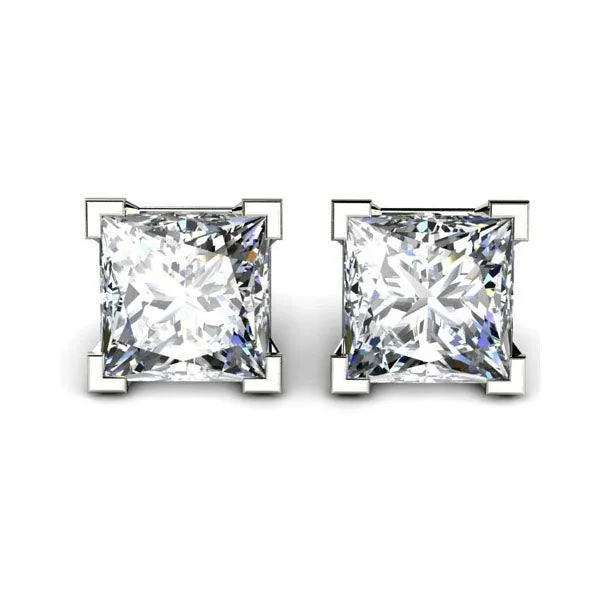Madison IGI Cert Princess Cut Lab Grown Diamond Ear Studs E VS2 - Total 1.50 Carats