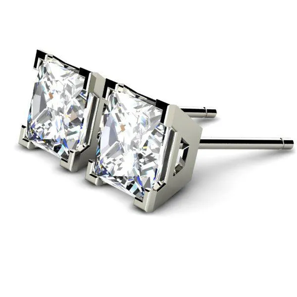 Madison IGI Cert Princess Cut Lab Grown Diamond Ear Studs E VS2 - Total 2.00 Carats