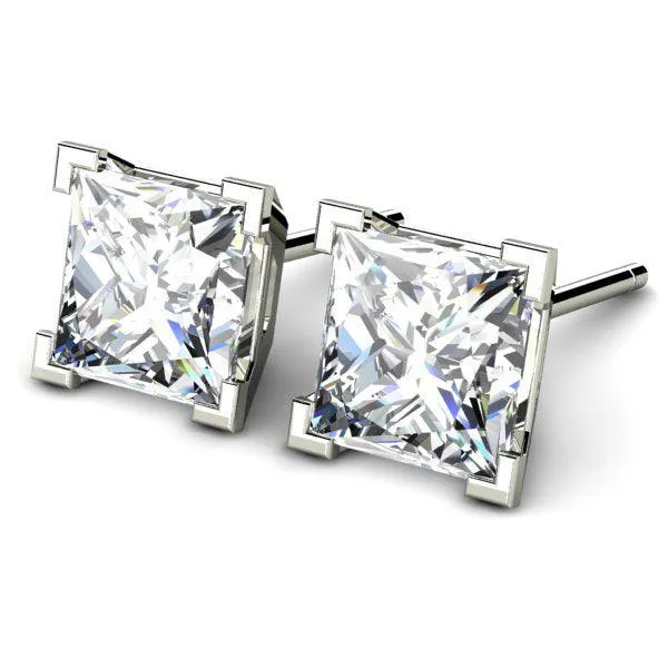 Madison IGI Cert Princess Cut Lab Grown Diamond Ear Studs E VS2 - Total 2.00 Carats