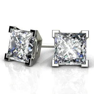 Madison IGI Cert Princess Cut Lab Grown Diamond Ear Studs E VS2 - Total 2.00 Carats