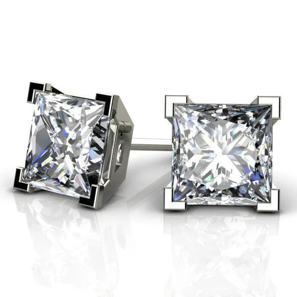 Madison IGI Cert Princess Cut Lab Grown Diamond Ear Studs E VS2 - Total 2.00 Carats