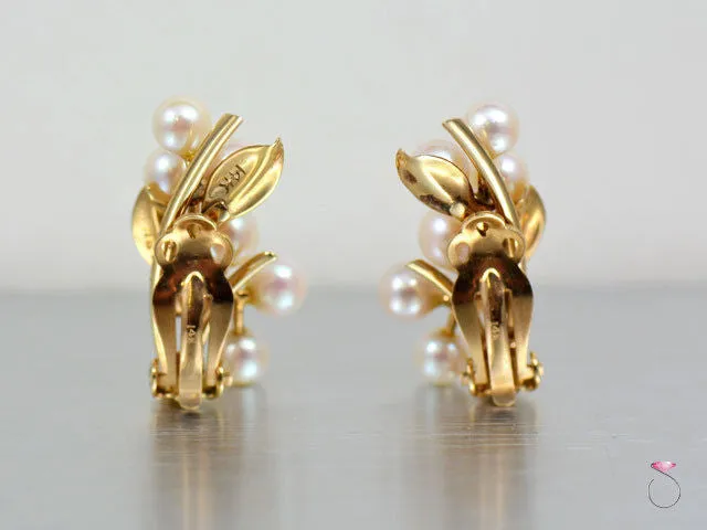 Ming's Hawaii White Akoya Pearls Clip Earrings in 14K yellow gold