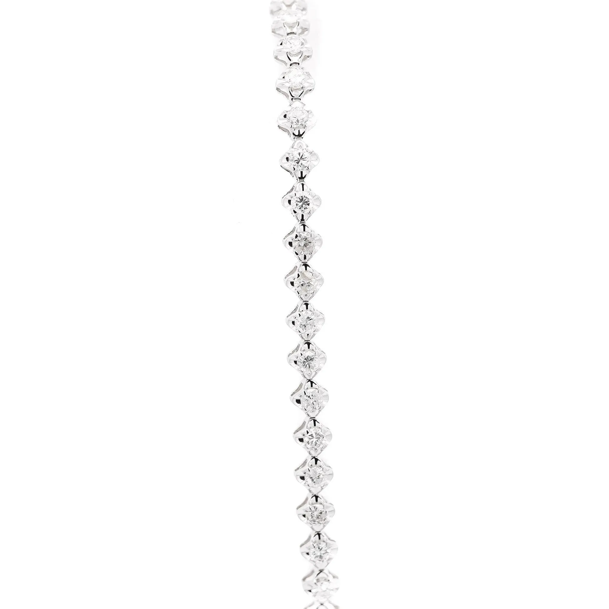 Natural 1 Carat Round Diamond Half Tennis Half Bangle Bracelet