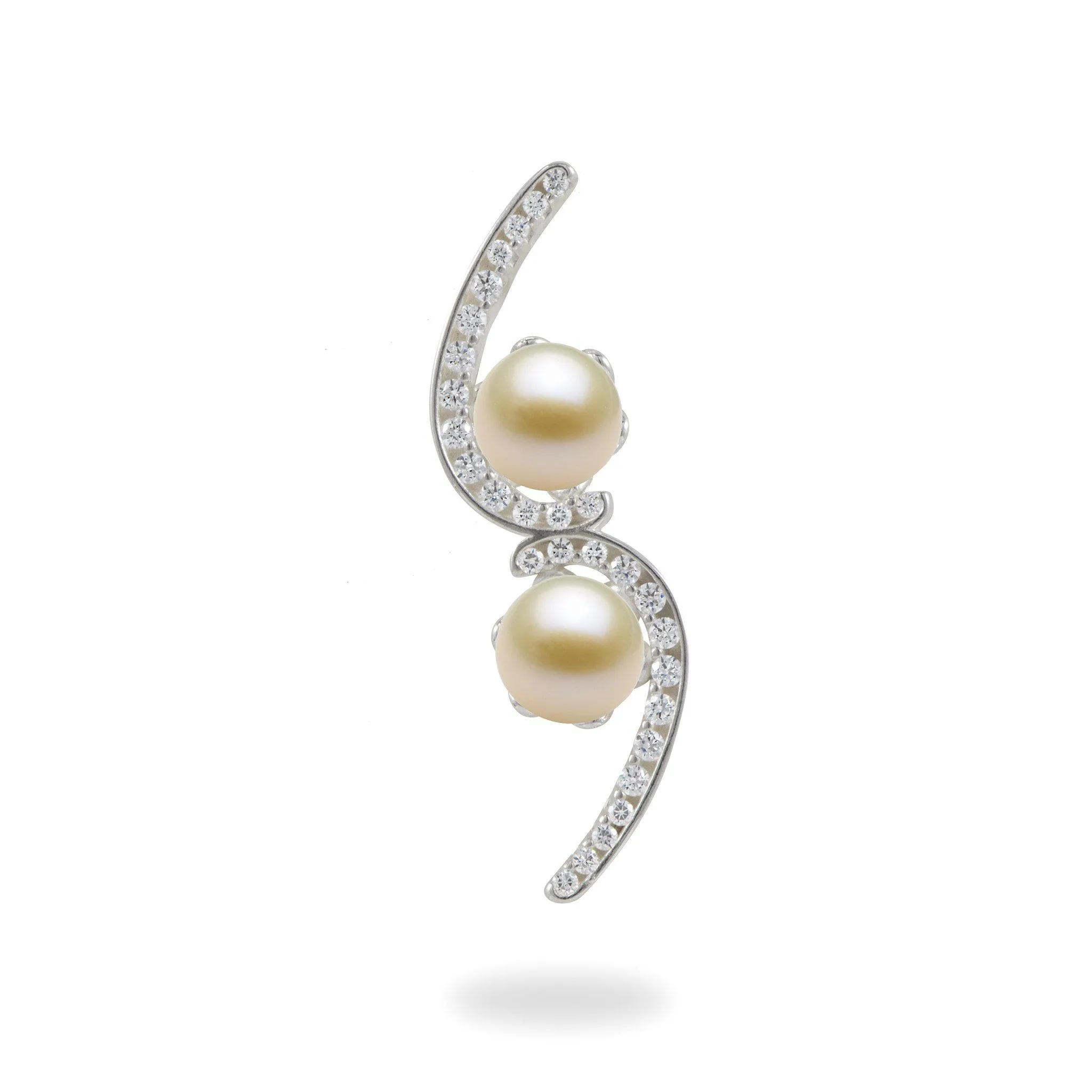 Pick A Pearl Bypass Pendant in Sterling Silver with Cubic Zirconia
