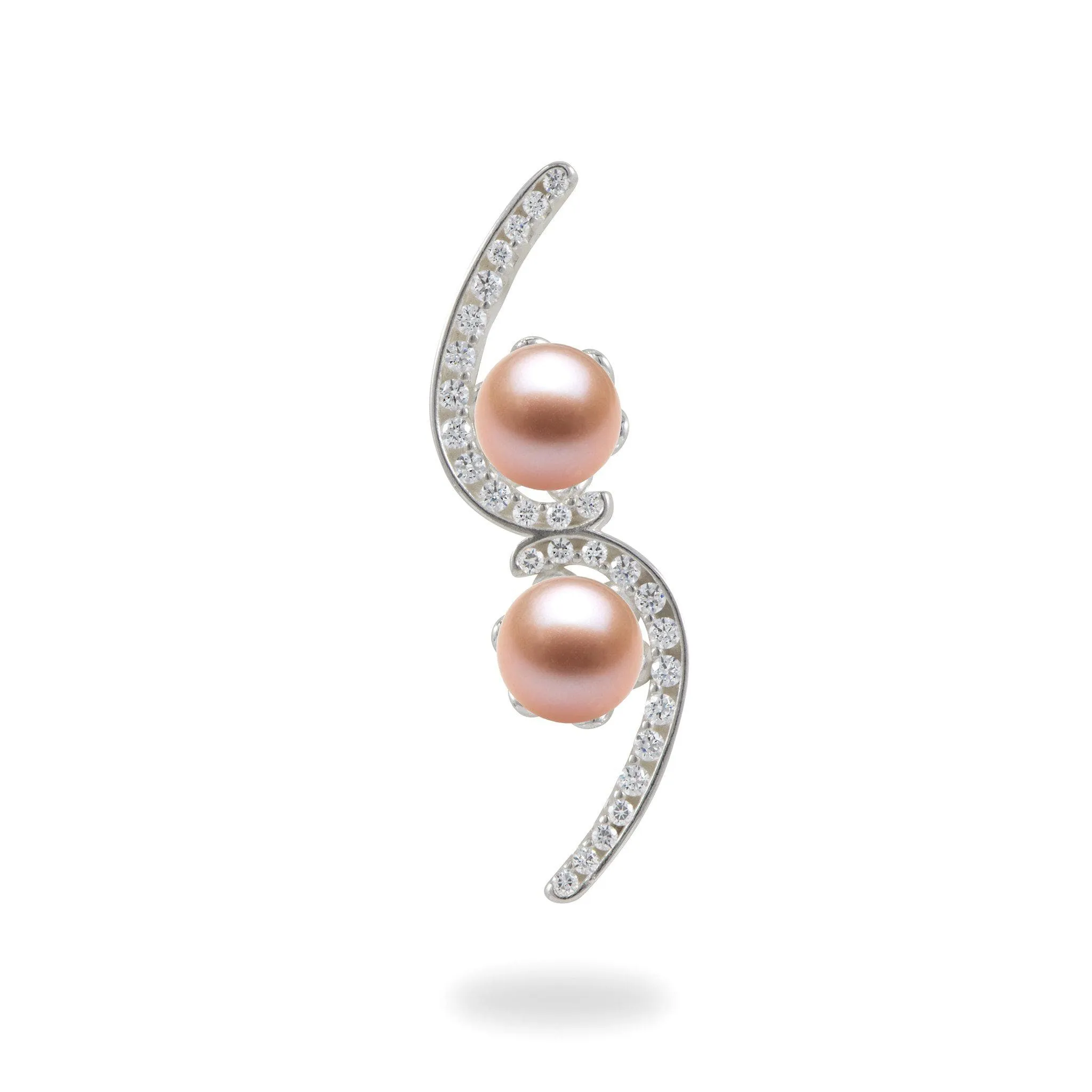 Pick A Pearl Bypass Pendant in Sterling Silver with Cubic Zirconia