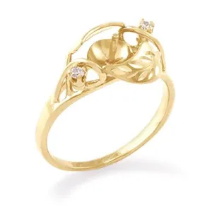 Pick A Pearl Maile Ring in Gold with Diamonds