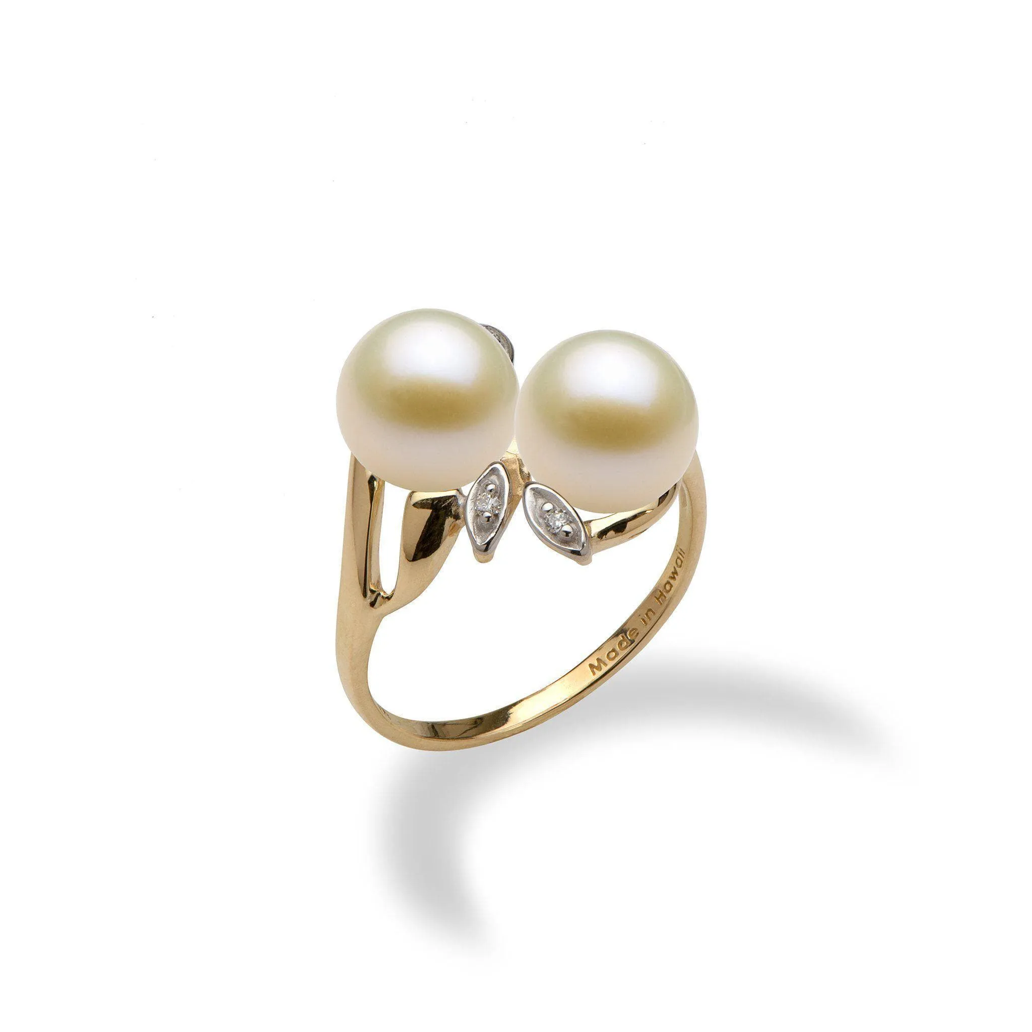Pick A Pearl Maile Ring in Gold with Diamonds