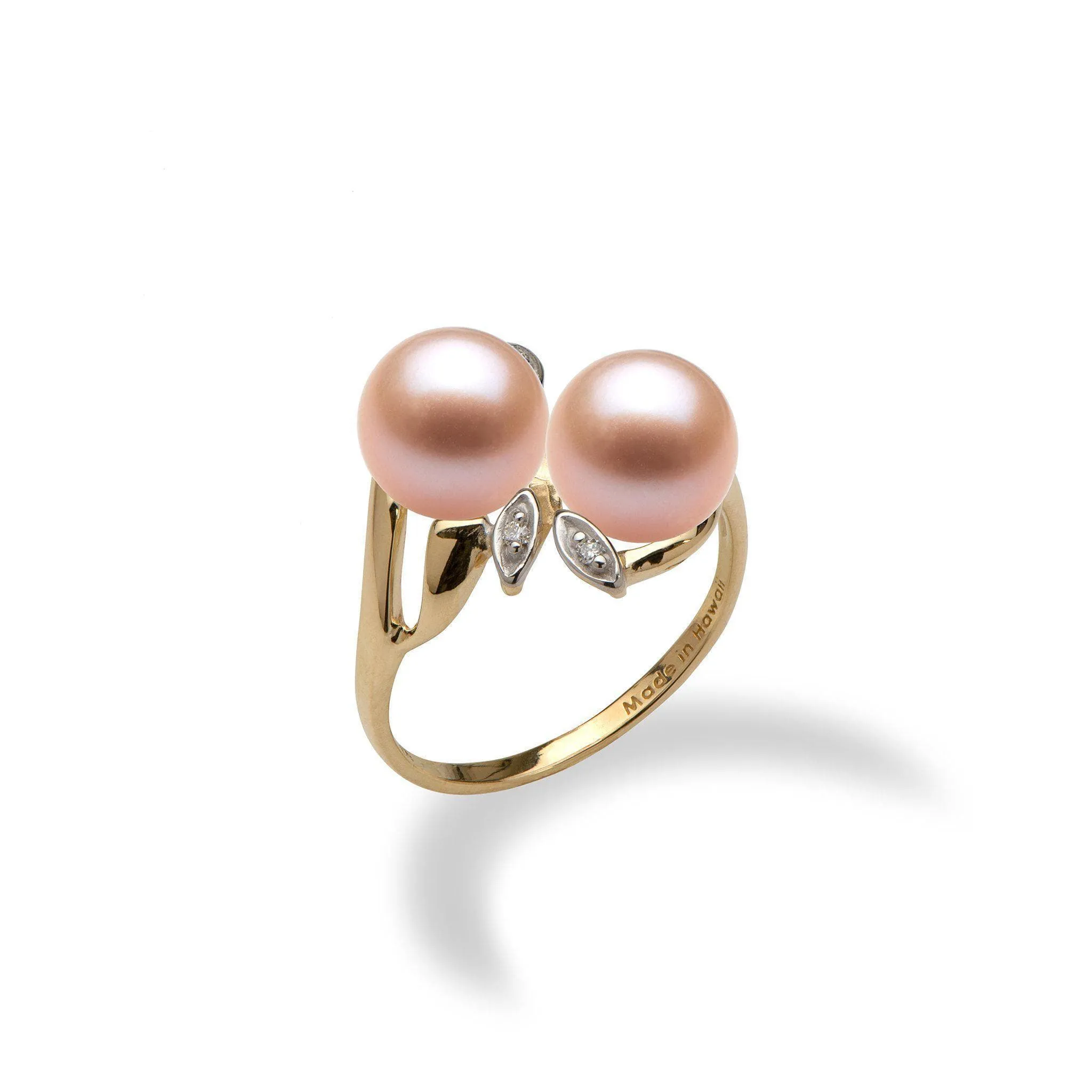 Pick A Pearl Maile Ring in Gold with Diamonds