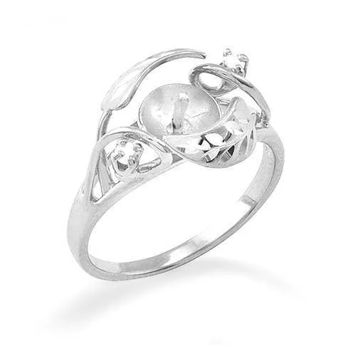 Pick A Pearl Maile Ring in White Gold with Diamonds