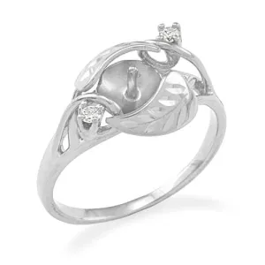 Pick A Pearl Maile Ring in White Gold with Diamonds