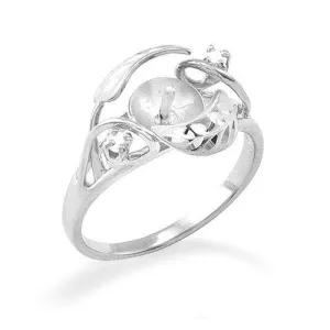 Pick A Pearl Maile Ring in White Gold with Diamonds