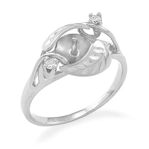 Pick A Pearl Maile Ring in White Gold with Diamonds