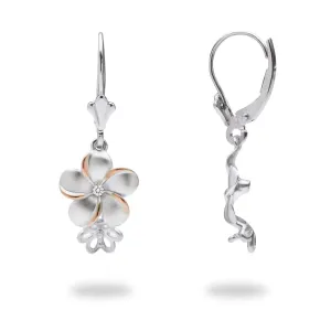Pick A Pearl Plumeria Earrings in Sterling Silver with Cubic Zirconia