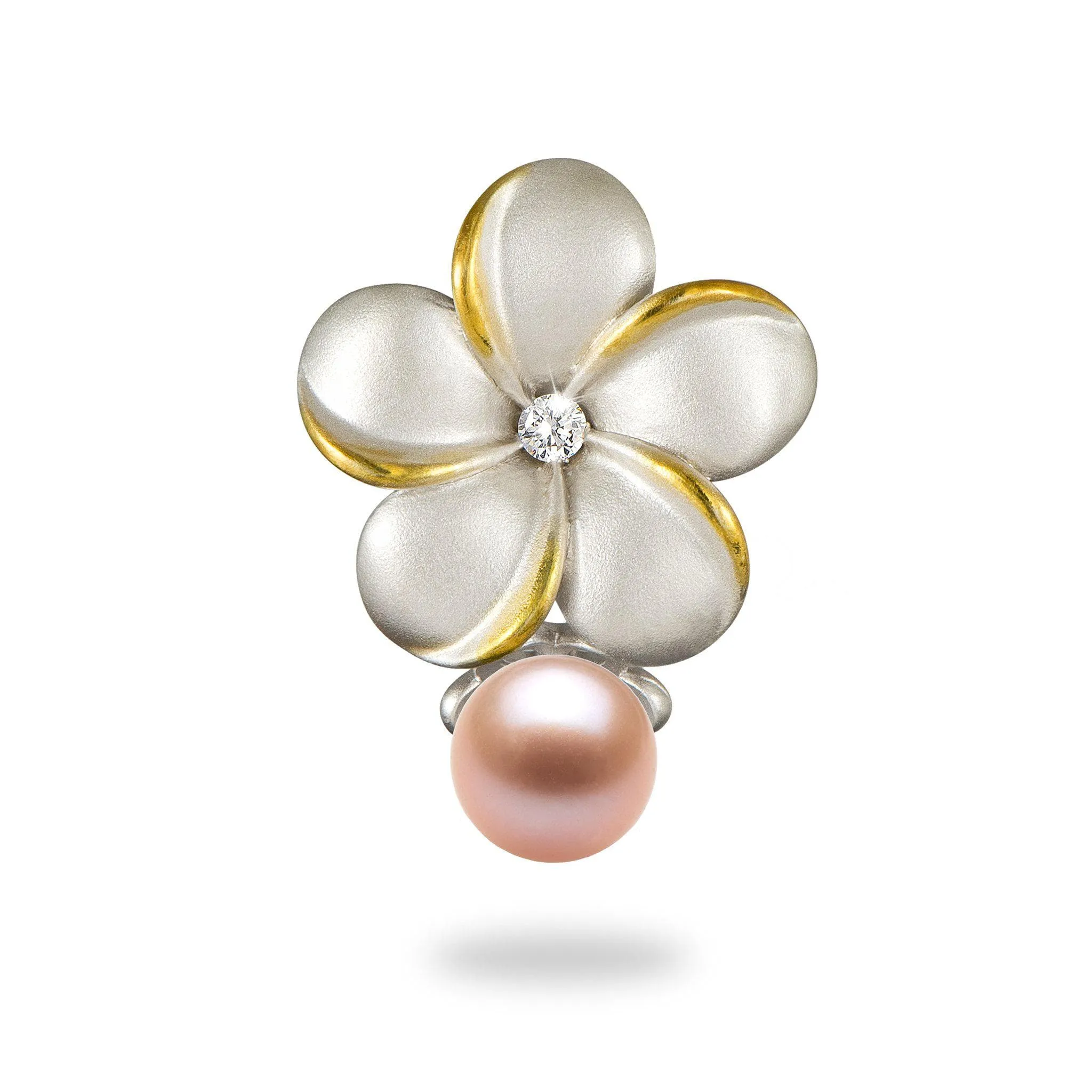 Pick A Pearl Plumeria Pendant in Sterling Silver - 15mm