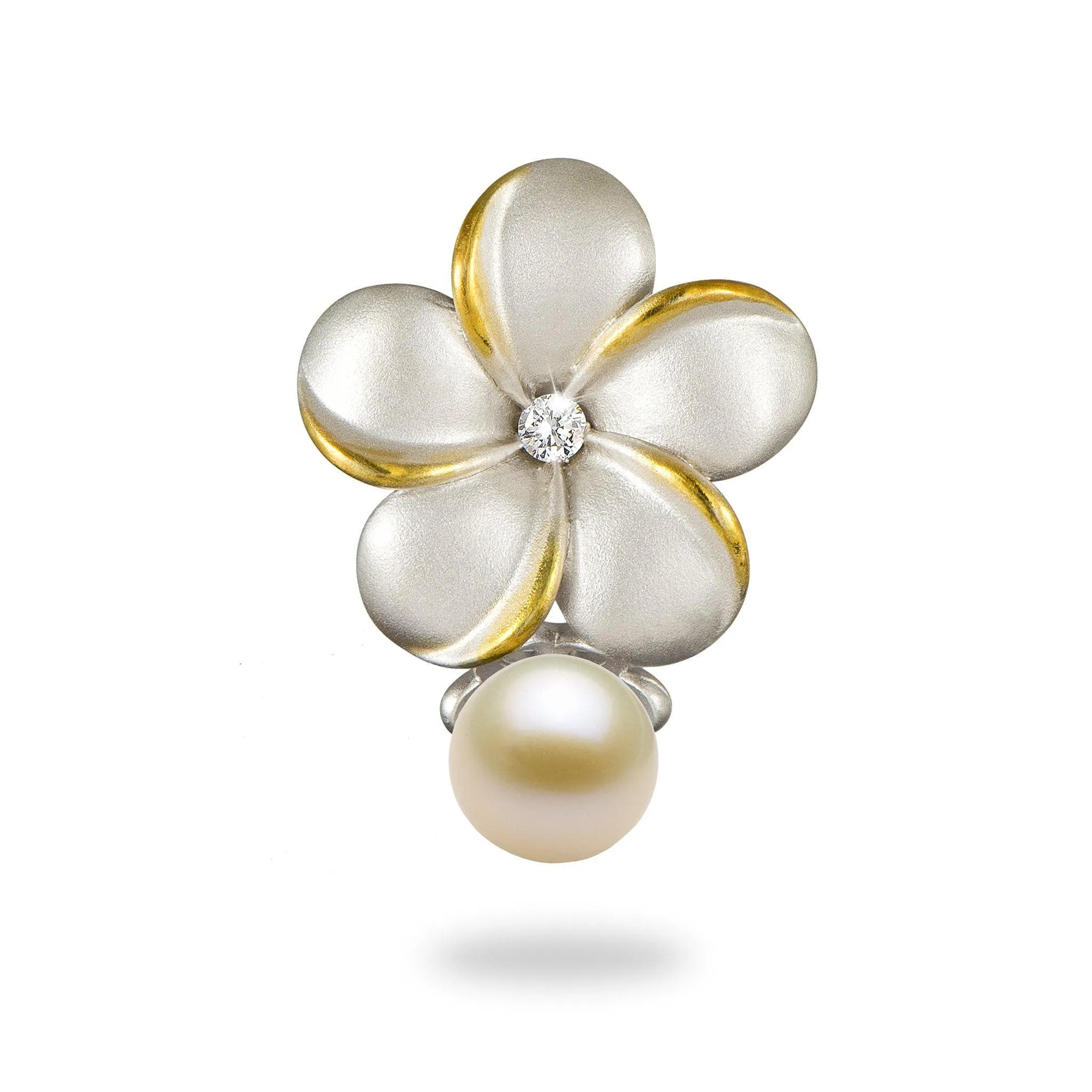 Pick A Pearl Plumeria Pendant in Sterling Silver - 15mm