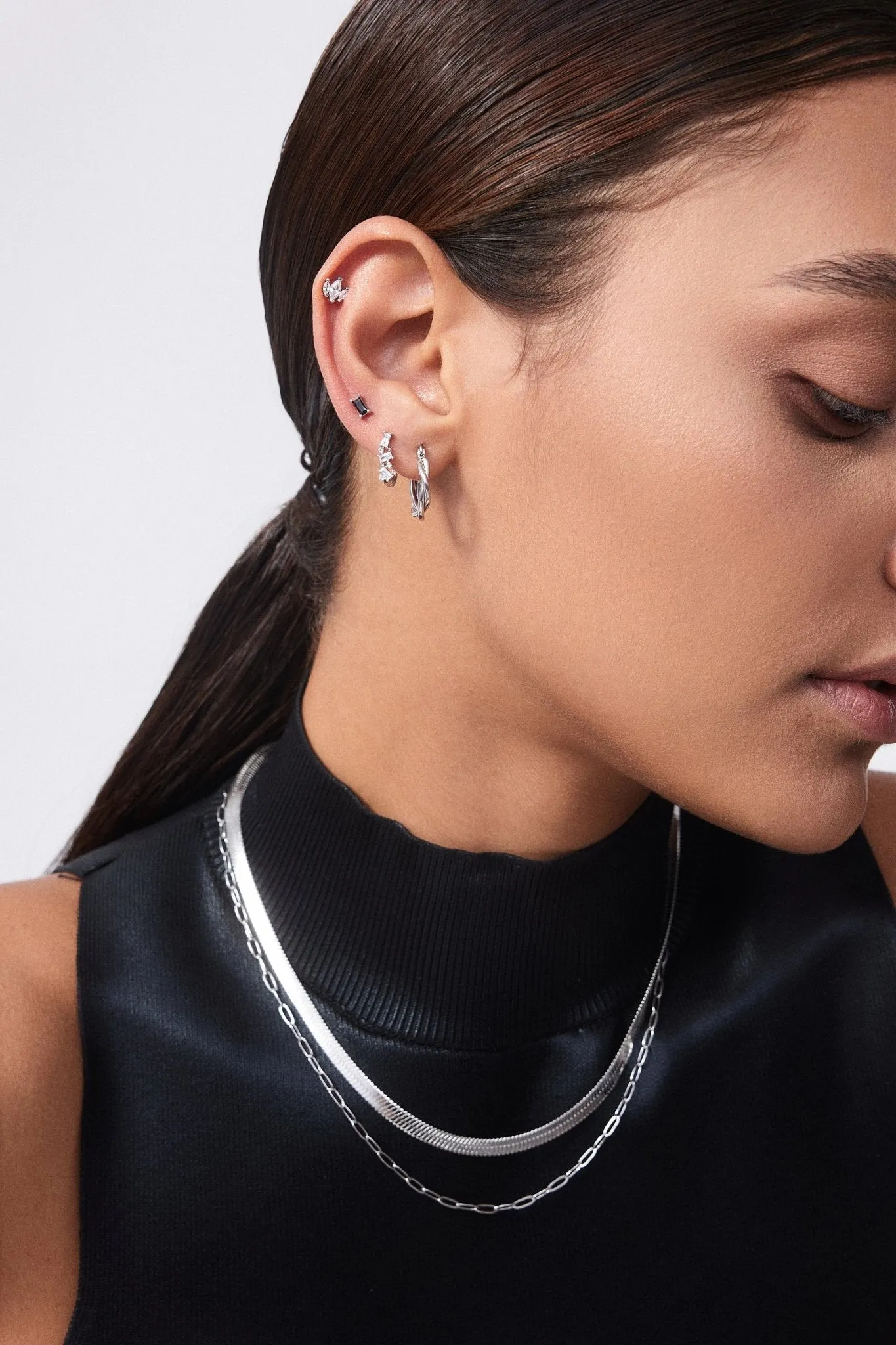 Rectangle Studs in Silver