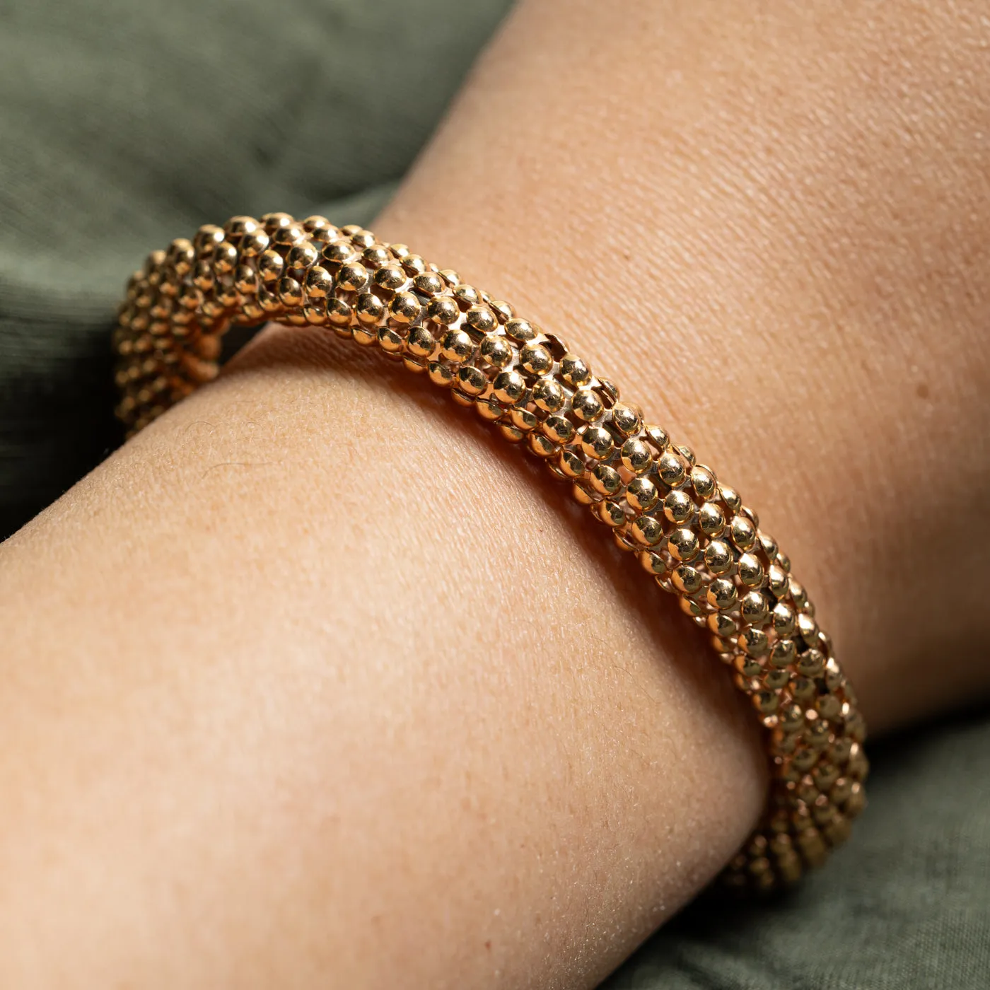 'Stella' 18k Gold Textured Open Bracelet | 7.5" |